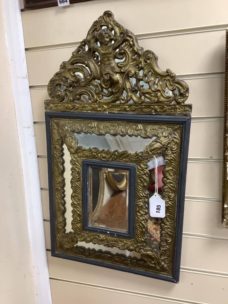 A 19th century Baroque revival marginal plate wall mirror, width 38cm, height 66cm